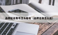 品牌起名账号怎么起名（品牌名称怎么起）