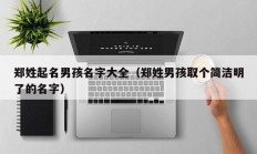 郑姓起名男孩名字大全（郑姓男孩取个简洁明了的名字）